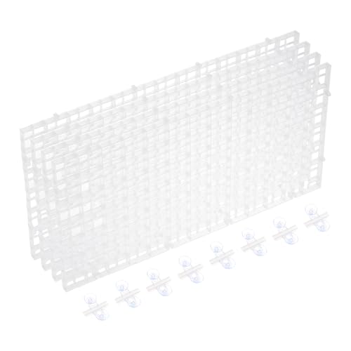uxcell 4Pcs Aquarium Fish Tank Divider, 12x6 Inch Plastic Egg Crate Light Diffuser Grid Filter Bottom Partition Separator with Sucker Clips and Suction Cups for Aquarium, Clear