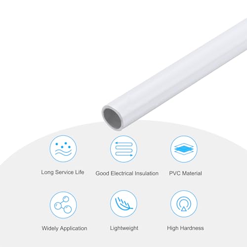 MECCANIXITY 2Pcs 0.39 Inch PVC Rigid Tube Round Pipe 8mm ID 10mm OD 12" High Impact for Water Pipe, Aquarium, Fish Tank, Greenhouse Garden, White - color: White, size: 8mm x 10mm