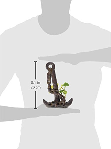 Penn-Plax Deco-Replica Anchor with Faux Silk Plant Aquarium Decoration, Medium (RR801)