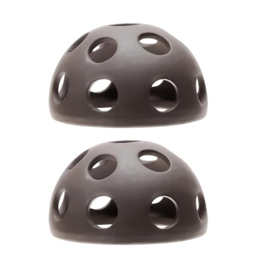 2 Pcs Ceramic Aquarium Cave, Fish & Shrimp Breeding Hideout with Holes - Hemispherical Shelter for Freshwater & Saltwater Tanks, Betta, Cichlid, Crayfish - Porous Pot Decor Hiding Spots Habitat