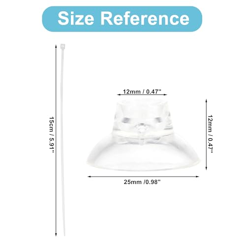 Aquarium Suction Cups, Clear Suction Cups with 20 Zip Ties, Suction Cups Airline Tubing Holder, Aquarium Sucker Fish Tank Accessories, 0.98", 1 Set