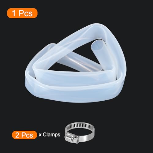 MECCANIXITY 3.3ft Clear Silicone Rubber Tubing 1" ID Plastic Tube Flexible Air Hose for Brewing, Wine Making, Pump Siphon, 25mm x 31mm, with 2pcs Clamps - color: Clear, size: 25mm x 31mm