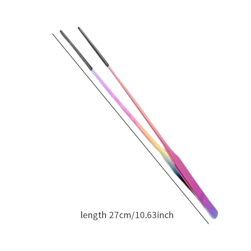 Baoblaze Reptile Feeding Tongs with Black Silicone Tip Long Planting Tweezers for Aquarium for Gecko Bearded Dragon Tank Aquascaping, Straight - color: Straight