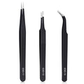 kaverme 3PCS Precision Tweezers Set, Upgraded Anti-Static Stainless Steel of Tweezers, for Electronics, Soldering, Laboratory Work, Jewelry-Making, Model, Craft - style: 3pcs