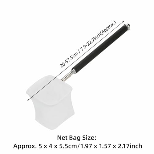 20-57.5cm Stainless Steel Adjustable Aquarium Fish Shrimp Net with Wall Hook Expandable Fishing Net for Tank Cleaning and Hexapod Catching - style: Black Square Net