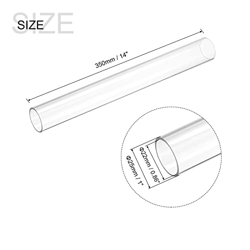 MECCANIXITY Plastic Pipe Rigid Polycarbonate Round Tube Clear 0.86"(22mm) ID 1"(25mm) OD 14" (350mm) High Impact for Lighting, Models, Water Plumbing - size: 0.86"IDx1"ODx14"