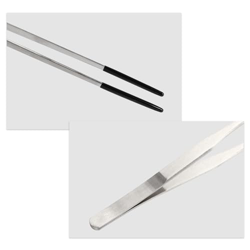 Reptile Feeding Tongs, Stainless Steel Lizard Feeding Tongs, Aquarium Straight Feeding Tweezers for Reptiles with Rubber Tip, Terrarium Feeding Tongs 10.63" L, Black Silver Tone - color: Black, size: 10.63"