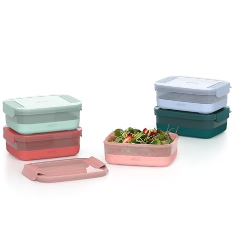 Ello Plastic Meal Prep Set BPA Free Plastic Food Storage Container with Silicone Boot and Airtight Lids, Dishwasher, Microwave, and Freezer Safe. - style: 3.7 Cup Meal Prep Melon