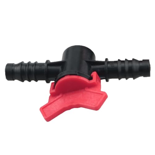 4PCS Plastic Barbed Ball Valve 1/4 in Built In Ball Valve Switch Hose Barb Connector For Drip Irrigation Aquariums Controlling Water Flow in Plant Growing Containers Black