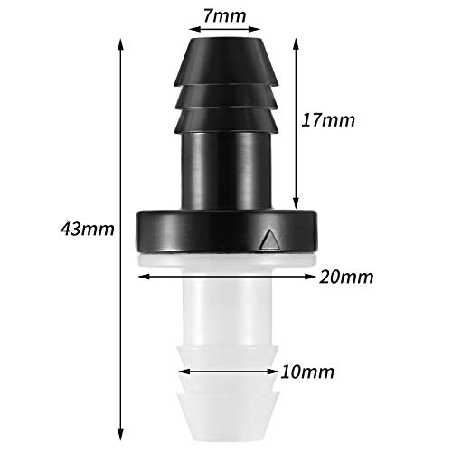 6 Pieces One Way Inline Check Valve Bulk 3/8 Inch 10 mm ABS Plug-in Check Valve Fuel Water Gas Air One-way for Liquids and Gas