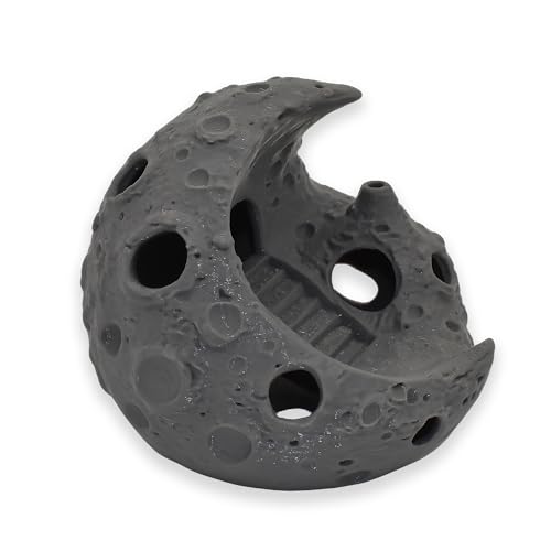 Aquarium Decor, Moon-Shaped Fish Tank Decorations, Aquarium Cave Fish Hideout for Betta Goldfish Shrimp (Gray‌) - color: Gray‌