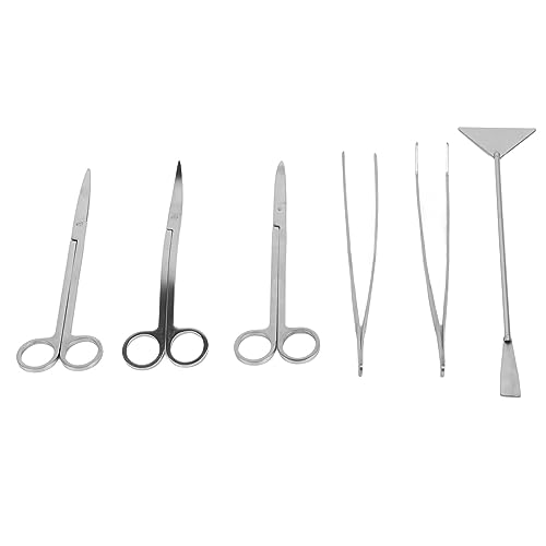 Zerodis Aquarium Tools Aquarium, Stainless Steel Aquascaping Kit, 6 Piece Set for Plants Maintenance