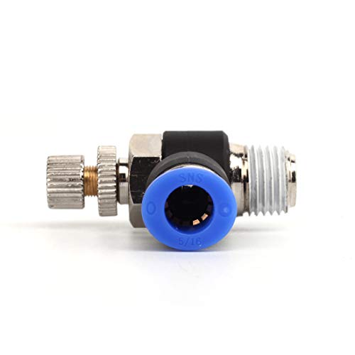 SNS 1/4"Tube OD x 1/4 NPT 90 Degree Elbow Air Flow Control Valve Push To Connect Fitting Speed control valve(10 PCS) JSC1/4-N02 - size: JSC1/4-N02