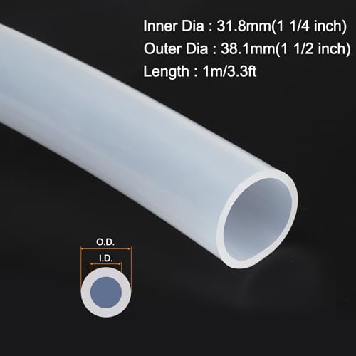 MECCANIXITY 3.3ft Clear Silicone Rubber Tubing 1 1/4" ID 1 1/2" OD Plastic Tube Flexible Air Hose for Brewing, Wine Making, Pump Siphon, 31.8mm x 38.1mm, with 2pcs Clamps - color: Clear, size: 1 1/4" x 1 1/2"