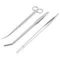 3Pcs Aquascaping Tools, Stainless Steel Aquarium Plant Tools with Straight & Curved Tweezers and Curved Scissors for Aquatic Plant Care & Tank Maintenance - Aquascape