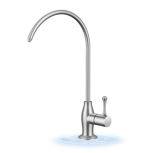 WEWE Vintage Drinking Water Faucet, Lead-Free Stainless Steel Kitchen Water Filter Faucet for Reverse Osmosis System, Non-Air Gap RO Beverage Faucet, Brushed Nickel - color: Brushed Nickel, style: Antique
