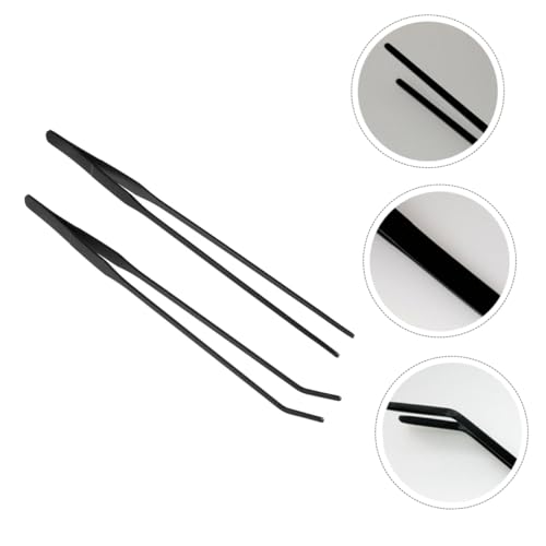 BESPORTBLE 2pcs Aquarium Tweezers Set Straight Curved Plant Cleaning Tools for Aquatic Maintenance Rustproof Design Easy to Use