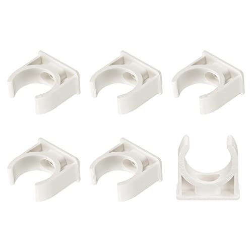 METALLIXITY PVC Water Pipe Clips (25mm/0.98") 6Pcs, Plastic U Shaped Pipe Fitting Clamps - for Tubing Hose Water Supply, White - size: 25mm/0.98"