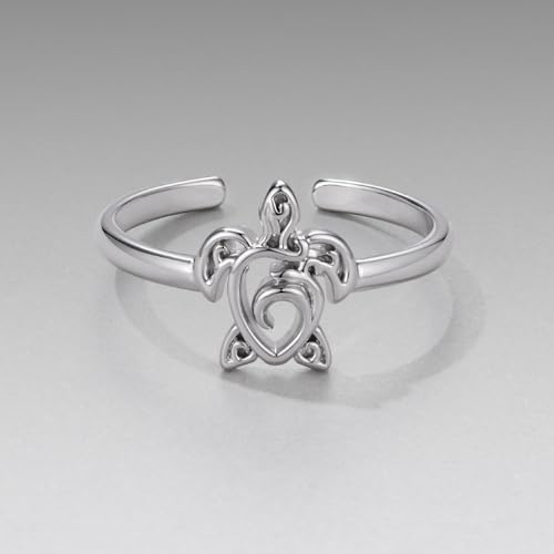 Chunky Rings for Women Statement Adjustable Pearl Ring Turquoise Spoon Ring Sunflower Dainty Open Ring Non Tarnish Unique Jewelry Gift - color: Sea Turtle