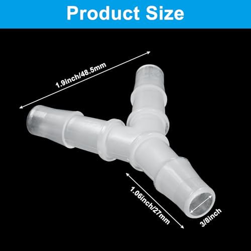 Hitefu 3/8" Plastic Hose Barb Fitting Equal Barbed 3 Way Y Shaped Hose Tubing Joint Splicer Mender Adapter Union for Oxygen Tubing Pipe Household Fuel Water Liquid Air (Pack of 10) - size: 3/8 Inch