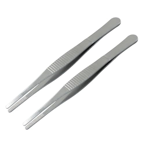 2 Pcs 5 Inch Stainless Steel Forceps, Straight Metal Tweezers General Application for Kitchen, Crafts, Plants - size: 5 Inch