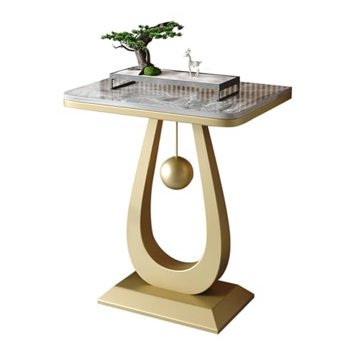 Modern Marble Console Table with Metal Frame, Minimalist Plant Stand, Living Room Display Shelf, Flower Pot Rack, Versatile Furniture for Home Décor - color: Gold-3, size: 40*30cm/15.7*11.8in