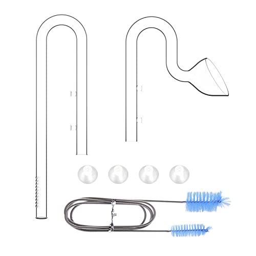 FZONE 17mm Aquarium Glass Lily Pipe Kit with Inflow, Outflow and Brush for 5/8" ID (16/22mm) Tubing - size: 17 mm for 5/8" ID (16/22 mm tubing)