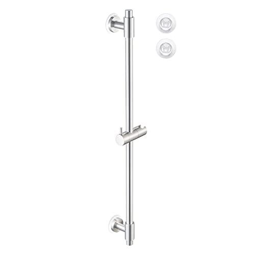 KES No Drill 30-Inch Shower Slide Bar with Adjustable Handheld Shower Head Holder, Self Adhesive, Universal Fit, SUS304 Brushed Stainless Steel Drill-Free for Bathroom, F209S78DF-BS - color: Brushed Finish, style: 30.7-Inch+Self-adhesive Mounted