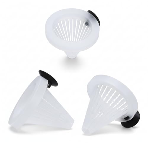 3Pcs White Fish Feeder Feeding Cup Feeding Funnel Cone Shaped Reusable Plastic Worm Fish Feeder with Suction for Fish Tank Aquarium