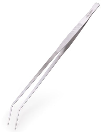 VORESTIC Curved Aquarium Tweezers 23.6 Inch, Stainless Steel Long Tongs for Fish Feeding, Reptile Feeding Tongs, Fish Tank Tool, Terrarium Tweezers, Aquarium Feeder and Aquascaping Tool - color: Silver