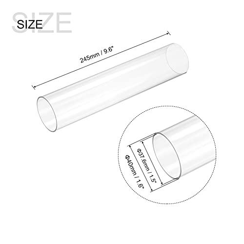 MECCANIXITY Plastic Pipe Rigid Polycarbonate Round Tube Clear 1.5"(37.6mm) ID 1.6"(40mm) OD 9.6" (245mm) High Impact for Lighting, Models, Water Plumbing - size: 1.5"IDx1.6"ODx9.6"