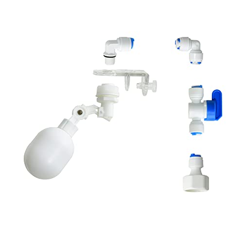 1/4 inch Plastic Adjustable Tube Float Valve Kit for Aquarium Water purifiers, Auto Water Filler Controller Auto-top-Off System, RO Water Reverse Osmosis System (1 Float + 5 Connect) - size: 1 Float + 5 Connect