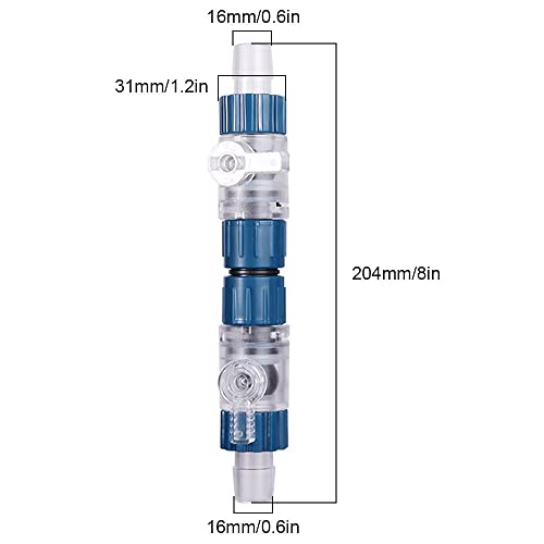 MiOYOOW Aquarium Hose Valve, Fish Tank Hose Connector Fishbowl Water Flow Control Valve with Quick Release Handle for Aquariums Fish Tanks - size: 16mm