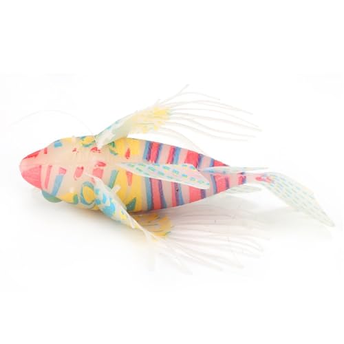 Silicone Simulation Fish Aquarium Sculpture Glowing Lifelike Fish Decoration Fluorescent Suction Cup Ornament for Tank(Pink Orange) - style: Pink Orange