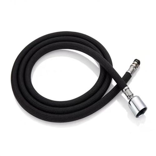 180cm F1/2 M15*1 Replacement Faucet Hose Quick Connect Pull Out Hose Nylon Hose Tube Gray Black 180cm Shower Kitchen Accessories (Color : Black hose, Size : A) - color: 180cm Black hose