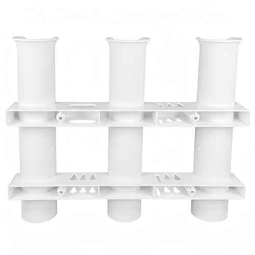 HiUmi Wall Mounted Fishing Rod Holders Tubes Links Fishing Rod Holder Rack Rests (3-Pole-White) - color: 3-pole-white