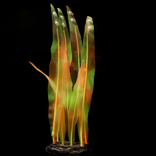 2Pcs Soft Silicone Aquarium Plants Glowing Kelp Fish Tank Plants Decor Artificial Aquarium Plant Decoration Simulation Artificial Water Grass for Fish Tank,Orange,7inch - color: Orange, size: 7inch
