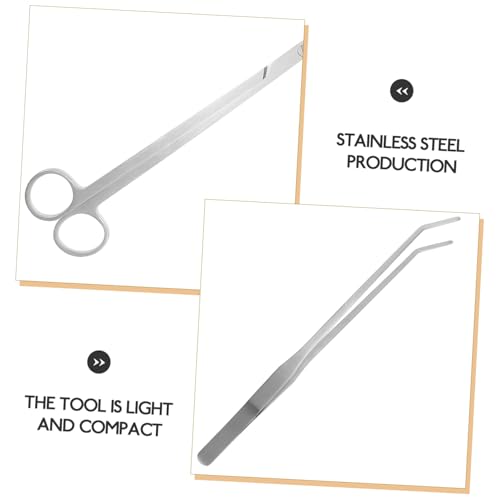 Milisten 1 Set Aquarium Scissors and Tweezers Aquatic Plant Trimming Tools for Freshwater and Saltwater Tanks Ergonomic Compact and Versatile Terrarium Tools