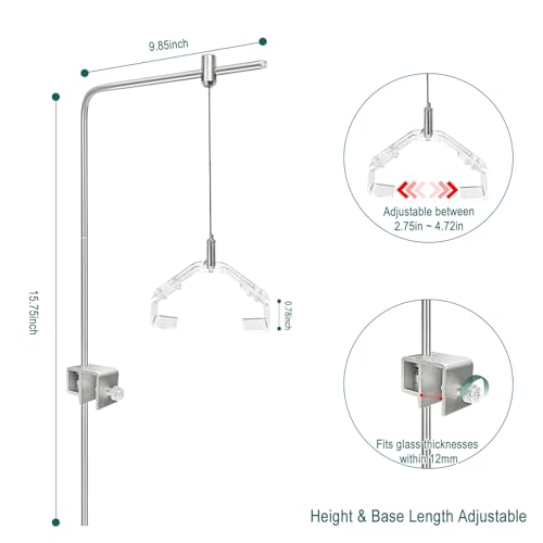 2 Pcs Aquarium Light Riser Stand for Rimless Fish Tanks - Adjustable Tank Light Holder Fits 5–24" LED/T5/Hybrid Fixtures, Saltwater & Freshwater Aquarium Light Hanging Kit