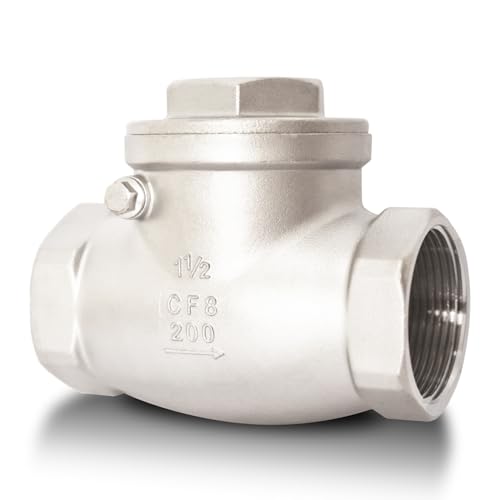 1-1/2" NPT Horizontal Check Valve, Stainless Steel Non Return Swing Check Valve, Level One Way Counterflow Valve to Prevent the Medium Backflow for Oil Water Gas Air（1-1/2", DN40） - size: 1-1/2"-NPT