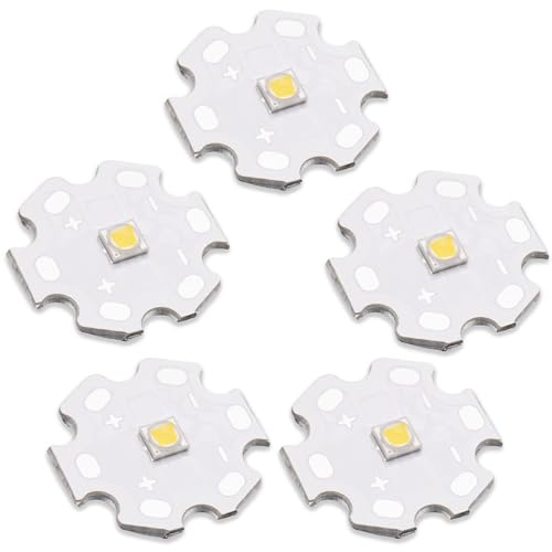 5Pcs 3W Warm White 3535 SMD Super Bright High Power LED Chip with Aluminum Plate 20mm Star PCB Base Heat Sink for Floodlight Replacement(120deg,Warm White 2800K-3200K,DC 2.8-3.2V,700mA) - color: Warm White2800-3200k