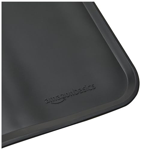 Amazon Basics Waterproof Non-Slip Silicone Pet Feeding Mat with Raised Edges, Prevents Spills, Easy to Clean, Protects Floors for Cat & Dog Food and Water Bowls, 24 x 16 Inches, Black - color: Black, style: 24" x 16"