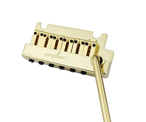 Guyker Guitar Tremolo Bridge String Spacing 10.8MM with Brass Saddle and Brass Block & Bridge Stud, Spring and Claw, Pop-In Vibrato Bar, Complete Install Kit, GG1009 Gold - color: Gold, String Space 10.8mm