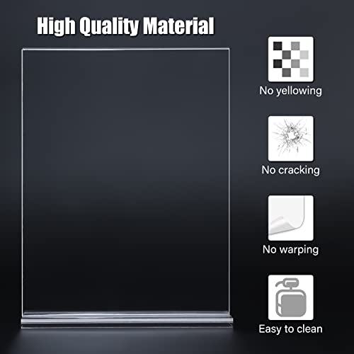 xydstay 6pack Acrylic Sign Holder 8.5 X 11, Vertical T Shape Clear Plastic Sign Holder, Menu Holder, Table Display Stand for Restaurant, Office, School, Store and Home Use