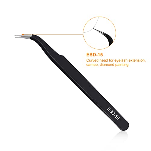 kaverme 3PCS Precision Tweezers Set, Upgraded Anti-Static Stainless Steel of Tweezers, for Electronics, Soldering, Laboratory Work, Jewelry-Making, Model, Craft - style: 3pcs