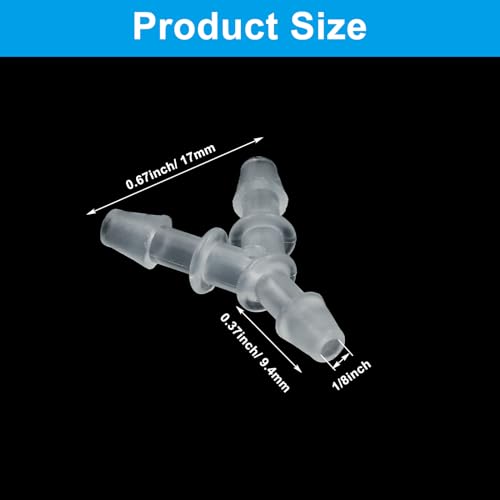 Hitefu 1/8" Plastic Hose Barb Fitting Equal Barbed 3 Way Y Shaped Hose Tubing Joint Splicer Mender Adapter Union for Oxygen Tubing Pipe Household Fuel Water Liquid Air (Pack of 10) - size: 1/8 Inch
