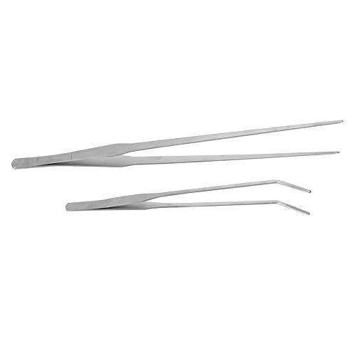 Fish Tank Aquarium Water Plants Planting Clip Stainless Steel Tweezers Cultivate Tool - Rust Durable Design, Straight and Elbow Tweezers for Aquascaping