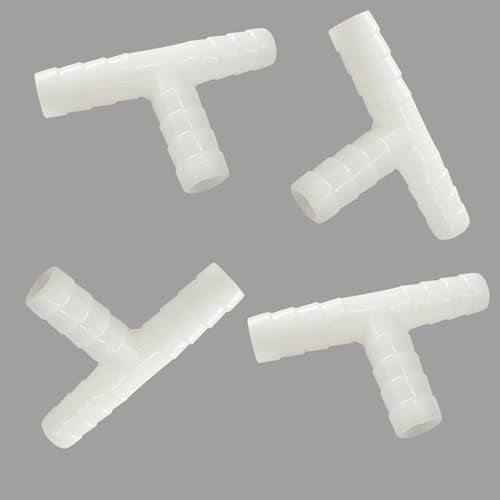 10PCS Plastic 1/2" Hose Barb T Shaped Tee Type 3 Way Equal Barbed Fitting Joint Splicer Mender Union Adapter for Aquarium Air Line Tube - size: 0.5 Inch
