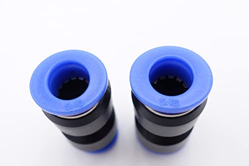 Push to Connect Fitting 5/16" Tube OD, Pneumatic Air Water Straight Union Two Way Connector/Coupler (Pack of 5) - size: 5/16 inch - 5/16 inch
