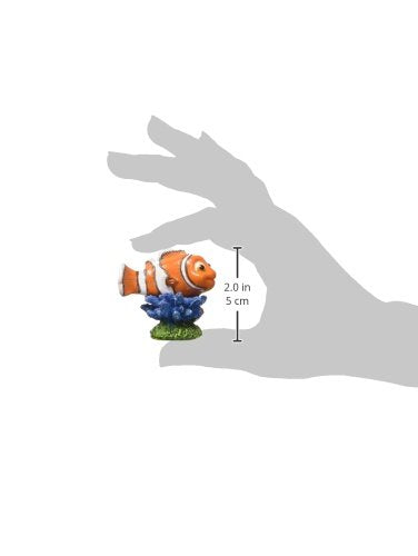 Penn-Plax Finding Nemo on Coral Ornament - Mini Aquarium Decor for Small Freshwater and Saltwater Tanks or Bowls - Durable Fish-Safe Resin Coral Design - Easy to Clean, 2-Inch